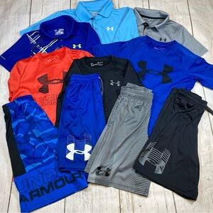 Under Armour 10 Piece Bundle Polos, Short Sleeve Ts, Shorts, Heat Gear